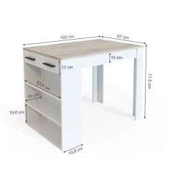 Esszimmertisch Repose Sonoma/Weiß 67 x 100 cm Vicco