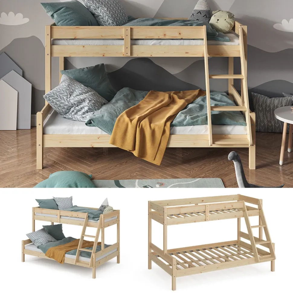 Etagenbett Everest Naturholz 120x200 / 80x200 cm Vitalispa