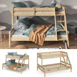 Etagenbett Everest Naturholz 140x200 / 90x200 cm Vitalispa