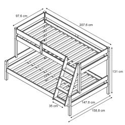 Etagenbett Everest Naturholz 140x200 / 90x200 cm Vitalispa