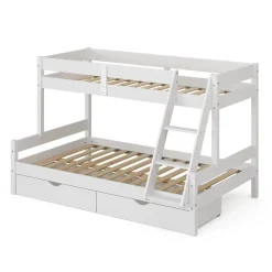 Etagenbett Everest Weiß 120x200 / 80x200 cm mit Schubladen Vitalispa