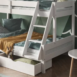 Etagenbett Everest Weiß 120x200 / 80x200 cm mit Schubladen Vitalispa