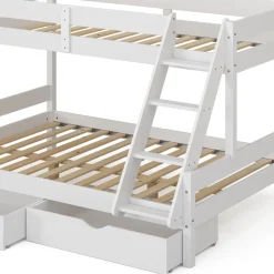 Etagenbett Everest Weiß 140x200 / 90x200 cm mit Schubladen Vitalispa