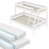 Etagenbett Everest Weiß 120x200 / 80x200 cm mit 2 Matratzen Vitalispa