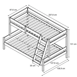 Etagenbett Everest Weiß 120x200 / 80x200 cm mit 2 Matratzen Vitalispa