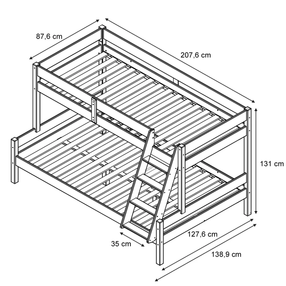 Etagenbett Everest Weiß 120x200 / 80x200 cm mit 2 Matratzen Vitalispa