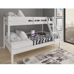 Etagenbett Everest Weiß 120x200 / 80x200 cm mit 2 Matratzen Vitalispa