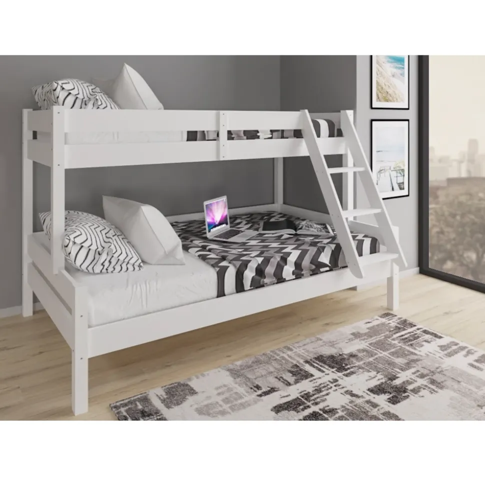 Etagenbett Everest Weiß 120x200 / 80x200 cm mit 2 Matratzen Vitalispa