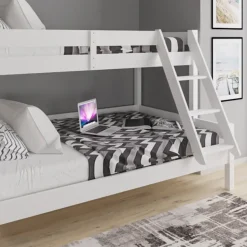 Etagenbett Everest Weiß 120x200 / 80x200 cm mit 2 Matratzen Vitalispa