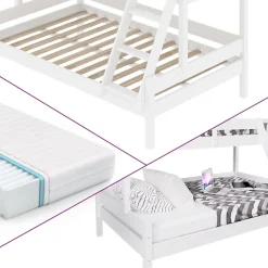 Etagenbett Everest Weiß 120x200 / 80x200 cm mit 2 Matratzen Vitalispa