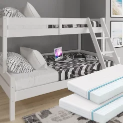 Etagenbett Everest Weiß 120x200 / 80x200 cm mit 2 Matratzen Vitalispa
