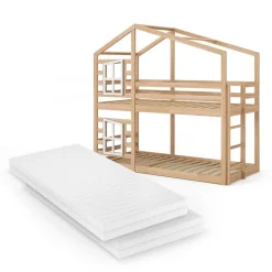 Etagenbett Maja Braun 90x200 cm mit 2 Matratzen Vitalispa