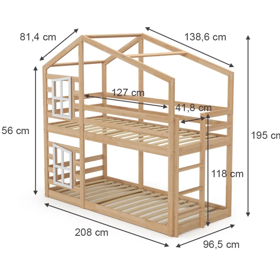 Etagenbett Maja Braun 90x200 cm mit 2 Matratzen Vitalispa
