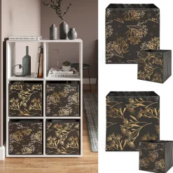 Faltbox Schwarz/Gold 30 x 30 cm 2er Set Option1 Vicco