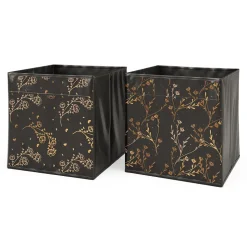 Faltbox Schwarz/Gold (Floral) 30 x 30 cm 2er Set Option2 Vicco