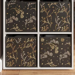 Faltbox Schwarz/Gold (Floral) 30 x 30 cm 2er Set Option2 Vicco
