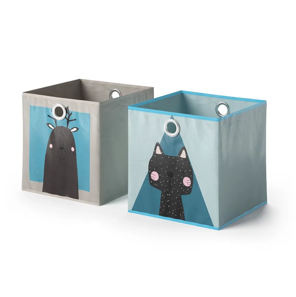 Faltbox 30x30 Grau/Blau 30 x 30 cm 2er Set Vicco