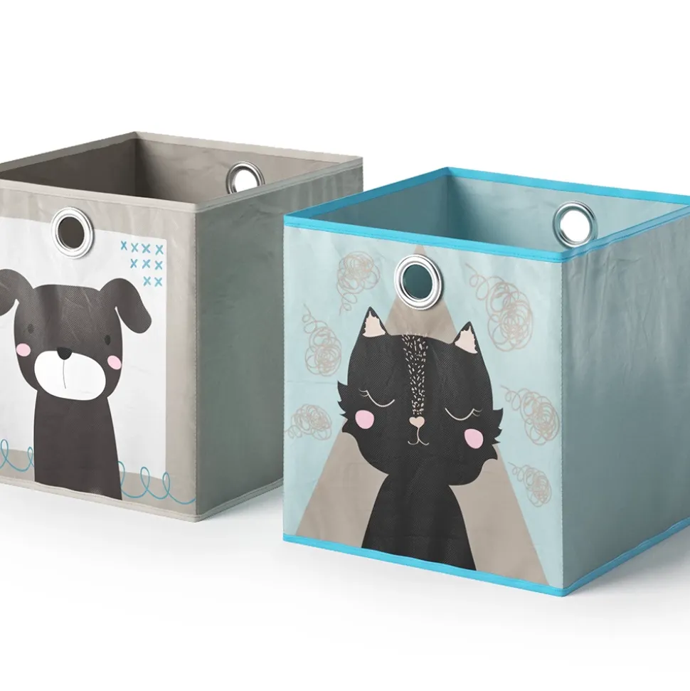 Faltbox 30x30 Grau/Blau 30 x 30 cm 2er Set Vicco