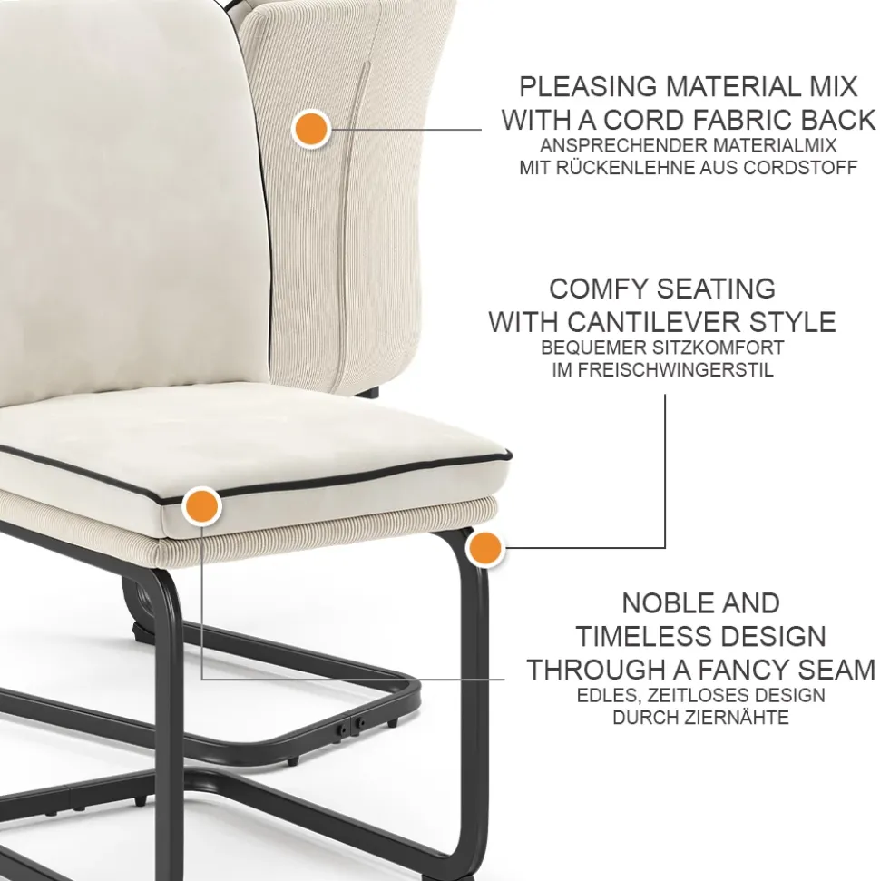 Freischwinger Eleganza Beige 6er Set Vicco