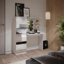 Frisierkommode Jasmin Weiß 123 x 141.2 cm mit LED-Beleuchtung Vicco