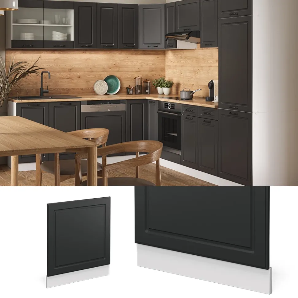 Frontblende R-Line Anthrazit Landhaus 60 cm ohne Arbeitsplatte Vicco