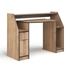 Gaming-Tisch Joel Goldkraft Eiche 123.2 x 45 cm mit 1 Schublade und 1 Tür Vicco