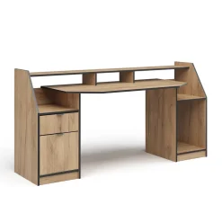 Gaming-Tisch Joel Goldkraft Eiche 179.8 x 65.5 cm mit 1 Schublade und 1 Tür Vicco