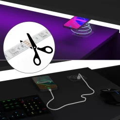 Gaming-Tisch Tails Schwarz 123 x 45 cm mit LED & QI Vicco