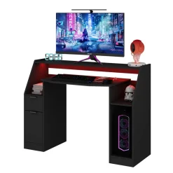 Gaming-Tisch Tails Schwarz 123 x 45 cm mit LED & QI Vicco