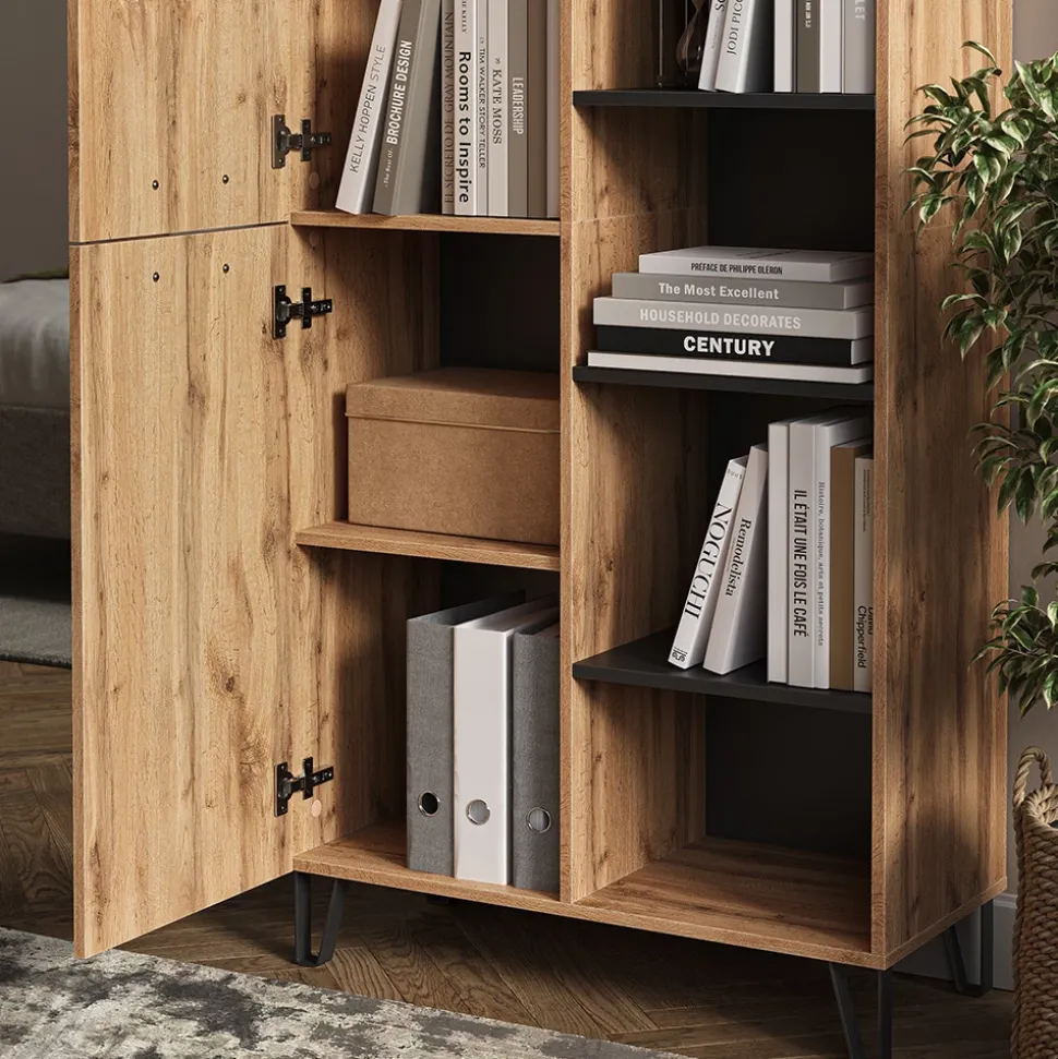 Garderobe Amber Eiche Wotan 80 x 172 cm mit 5 offenen Fächern Vicco