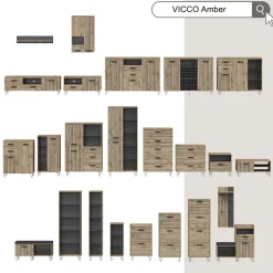 Garderobe Amber Eiche Wotan 80 x 172 cm mit 5 offenen Fächern Vicco