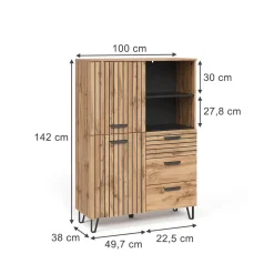 Garderobe Amber Eiche Wotan 100 x 142 cm Vicco