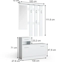 Garderobe Billy Weiß 100 x 111.6 cm Vicco
