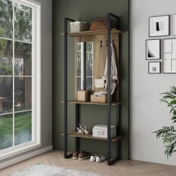 Garderobe Livi Anthrazit 90 x 215 cm mit Hacken und Spiegel Vicco