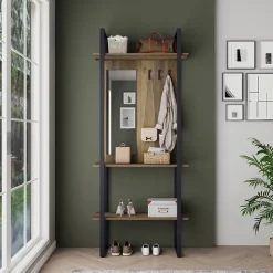 Garderobe Livi Anthrazit 90 x 215 cm mit Hacken und Spiegel Vicco