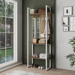 Garderobe Livi Weiß 90 x 215 cm mit Hacken und Spiegel Vicco