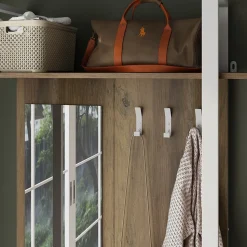 Garderobe Livi Weiß 90 x 215 cm mit Hacken und Spiegel Vicco