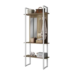 Garderobe Livi Weiß 90 x 215 cm mit Hacken und Spiegel Vicco