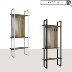 Garderobe Livi Weiß 90 x 215 cm mit Hacken und Spiegel Vicco