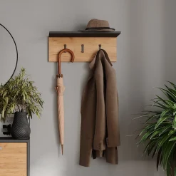 Garderobe mit Hutablage Orlando Anthrazit/Goldkraft Eiche 60 x 21.6 cm Vicco