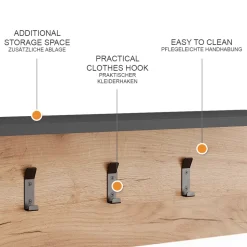 Garderobe mit Hutablage Orlando Anthrazit/Goldkraft Eiche 60 x 21.6 cm Vicco