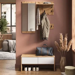 Garderobe Selena Weiß/Artisan 90 x 40 cm 4 Teile Vicco