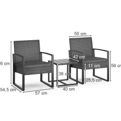 Gartenmöbel-Set Anthrazit 3 Teile, mit Tisch OK-Living