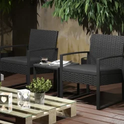 Gartenmöbel-Set Anthrazit 3 Teile, mit Tisch OK-Living