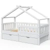 Hausbett Design Weiß 80x160 cm mit 2 Schubladen Vitalispa