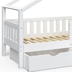 Hausbett Design Weiß 80x160 cm mit 2 Schubladen Vitalispa