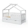 Hausbett Design Weiß 70x140 cm mit Schublade Vitalispa