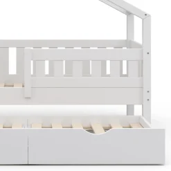 Hausbett Design Weiß 80x160 cm mit Gästebett Vitalispa