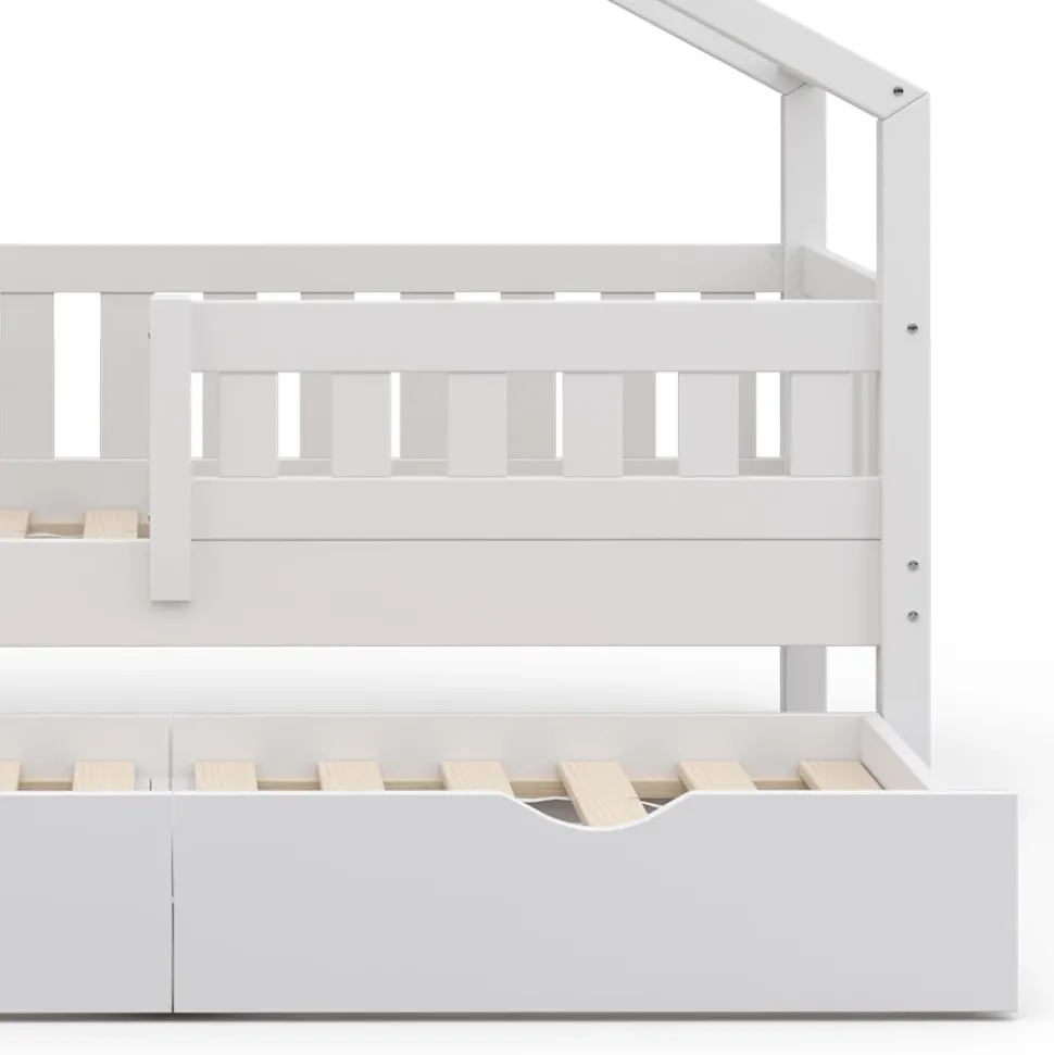 Hausbett Design Weiß 80x160 cm mit Gästebett Vitalispa