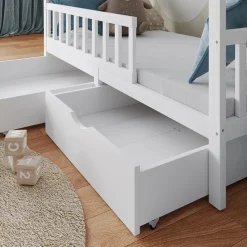 Hausbett Franka Weiß 80x160 cm mit 2 Schubladen und Matratze Vitalispa